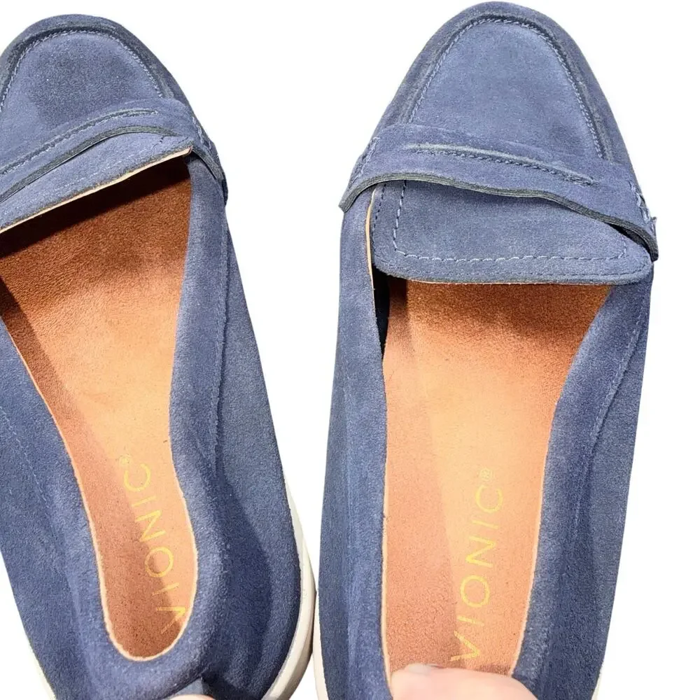 Vionic Chantel Navy Suede Penny Loafer Sneakers Women’s Size 10